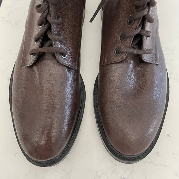 Hugo by Hugo Boss Designer Leather Lace Up Side Zip Boots Brown Blk Sz 8 - Picture 9 of 15
